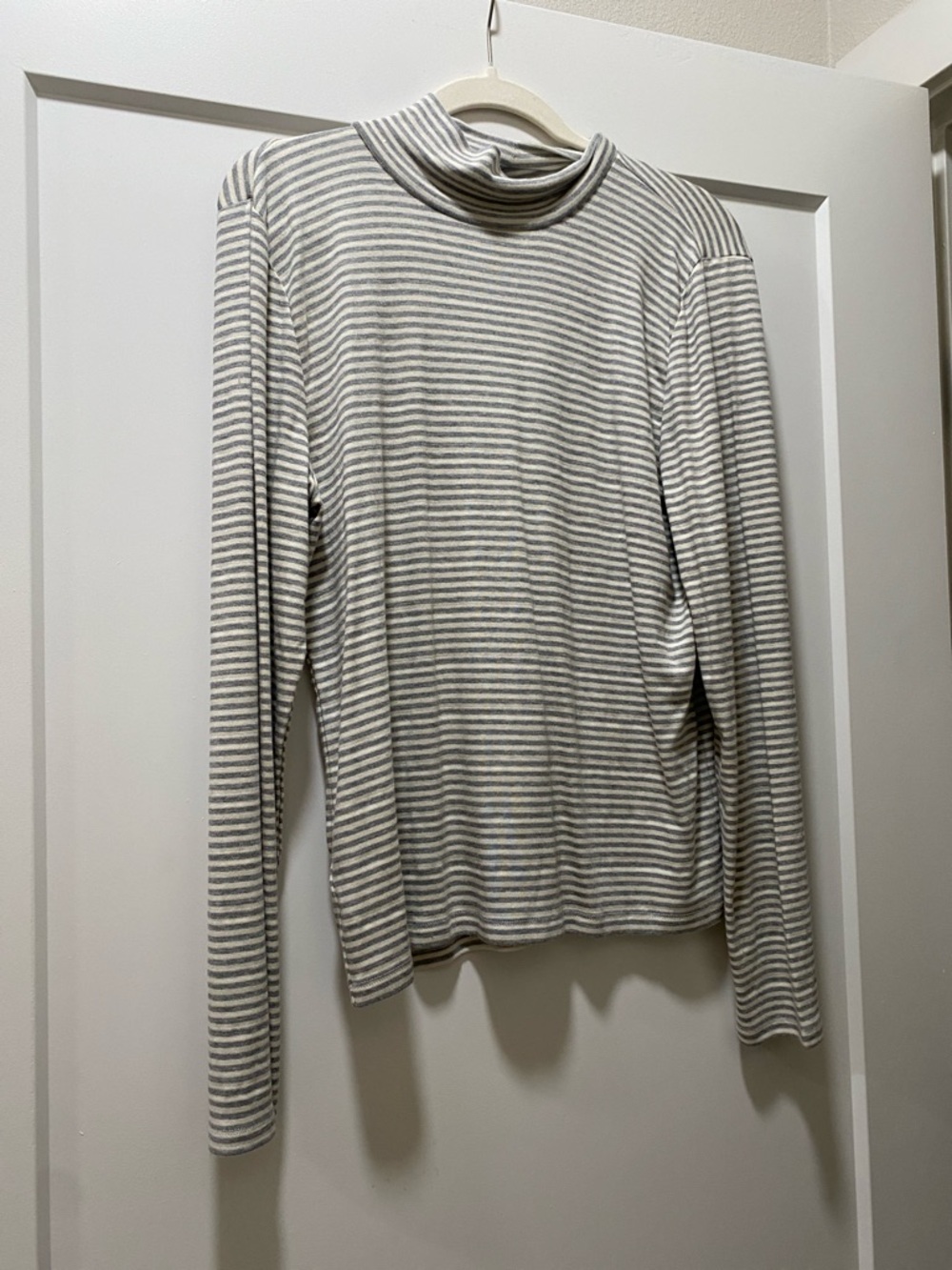 Lou & Grey Striped Turtleneck Top - Gray & White